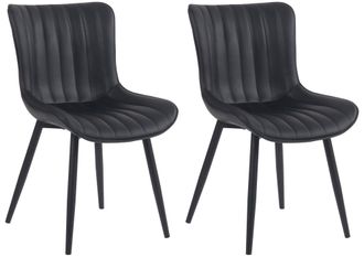 Clp Clp - Set De 2 Sillas De Comedor Largo En Terciopelo O Polipiel Negro Simil Cuero