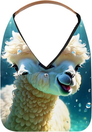 Generic Lovely Alpacas Swims Underwater Reusable Lightweight Grocery Bags - Foldable Into Compact Pouch, Washable & Sturdy, Multipurpose for Shopping and Trav