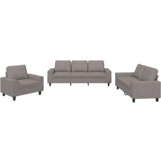 vidaXL Juego De Sof&aacute;s 3 Piezas Tela Gris Taupe Vidaxl