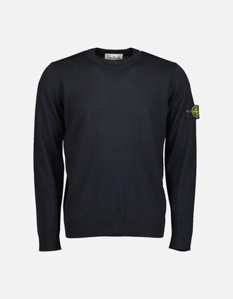 Stone Island Mens Light RWS Pure Wool Knitted Sweatshirt - Blue - Size: 42