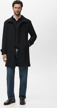 Mango Cappotto lana collo a imbuto nero - Uomo - XXL - MANGO MAN