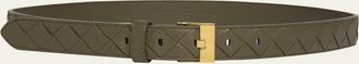 Bottega Veneta Watch-Buckle Intrecciato Leather Belt