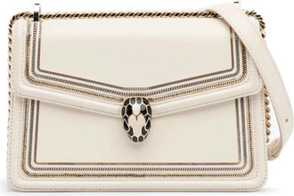 Bulgari Serpenti Leather Crossbody Bag In White