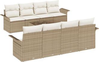 vidaXL Garden Sofa Set 9 pcs Beige Poly rattan Vidaxl