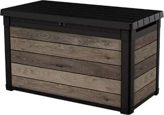 Keter baule da esterno keter signature deco box 100 in resina effetto legno 380 lt 122,9x62,1x76,6 cm