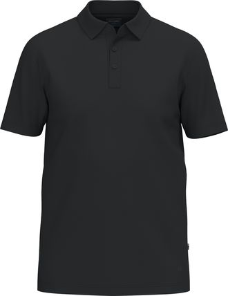 Olymp Poloshirt OLYMP, Herren, Gr. XXL, schwarz, Web, Obermaterial: 95% Leinen, 5% Elasthan, unifarben, regular fit h&uuml;ftbedeckend, Rundhals, abgesteppte Kan