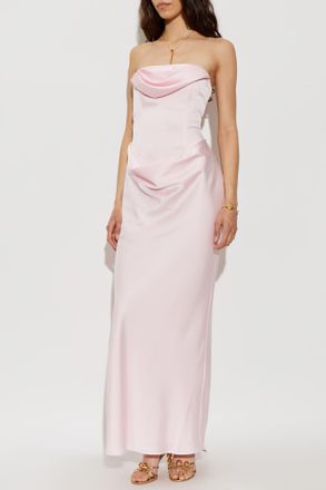 Rotate Satin Off-shoulder Dress, Womens, Pink