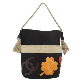 Chanel Pre-owned Bucket Bags, female, Black, Size: ONE SIZE Pre-owned Vintage Canvas Bucket Bag