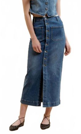 Blu Pepper Womens Button Down Midi Skirt In Denim