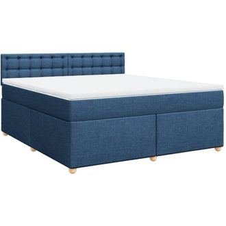 vidaXL Cama Box Spring Con Colch&oacute;n Tela Azul 180x200 Cm Vidaxl