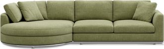 Castlery Hamilton Round Chaise Sectional Sofa Left Facing Customized, (Washed Chenille) Moss, Machine Washable, Removable Covers for Sofas, Castlery