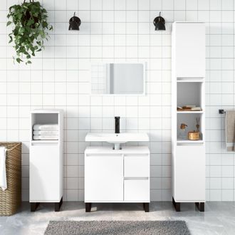 vidaXL Vidaxl - Juego De Muebles De Ba&ntilde;o 3 Pzas Madera Contrachapada Blanco