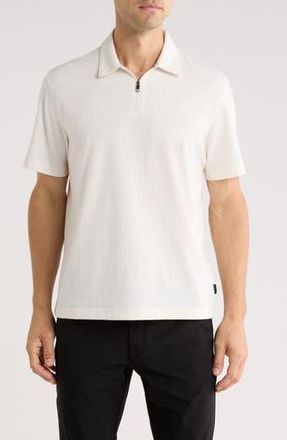 Ted Baker Quarter Zip Knit Polo in Cream /Blue at Nordstrom Rack, Size 6(Xxl)