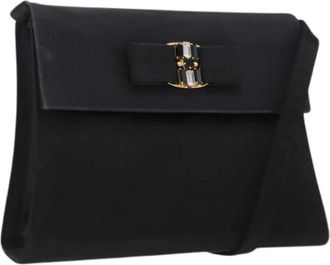 Ferragamo Pre-owned Cross Body Bags, female, Black, Size: ONE SIZE Pre-owned Satin Shoulder Bag