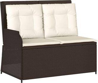 vidaXL Sill&oacute;n Reclinable De Jard&iacute;n Con Cojines Rat&aacute;n Sint&eacute;tico Marr&oacute;n Vidaxl