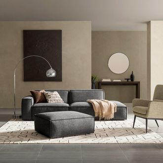 Castlery Gray Side Chaise Right Sofa with Ottoman by Castlery, Black