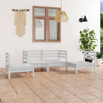 vidaXL Juego De Muebles De Jard&iacute;n 4 Piezas Madera Maciza Pino Blanco Vidaxl