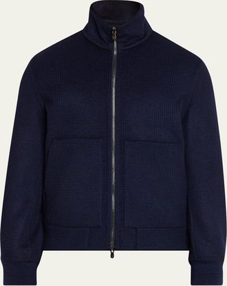 Brunello Cucinelli Mens Cashmere Textured Full-Zip Bomber Jacket