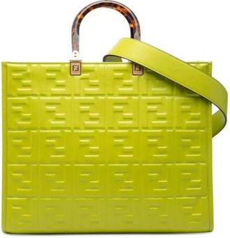 Fendi Pre-owned Tote Bags, female, Green, Size: ONE SIZE Pre-owned Sunshine Shopper Tote
