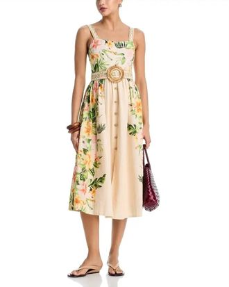 Moon River Blair Midi Dress In Cream Multi