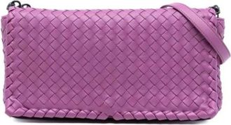 Bottega Veneta Pre-owned Cross Body Bags, female, Purple, Size: ONE SIZE Pre-owned Leather Shoulder Bag