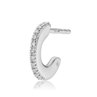 Monica Vinader Sterling Silver Fiji Small Skinny Hoop Diamond Single Earring Diamond