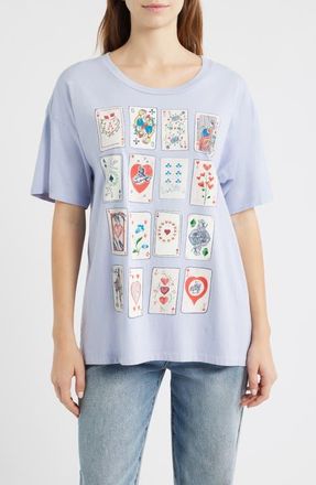 Daydreamer Cards for Dreamers Oversize Cotton Graphic T-Shirt in Lavender Sky at Nordstrom, Size X-Small