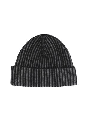 Moorer Davis-Wsv Ribbed Knit Beanie Nero/dark Grey