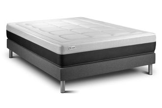 VITALIT Somier gris + Colch&oacute;n con muelles y viscoel&aacute;stica 140 x 200