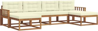 vidaXL Conjunto De Sof&aacute;s De Exterior 6 Uds. Natural Y Crema Vidaxl