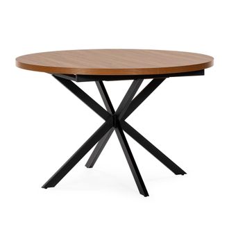 HOMN Mesa redonda extensible efecto Nogal, 120-160 cm
