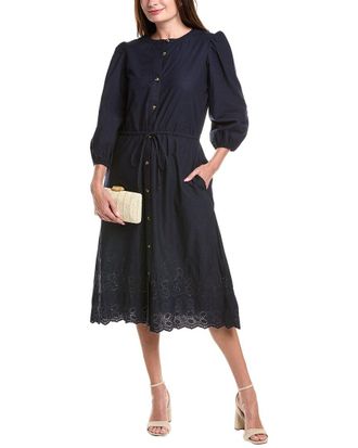 Julia Jordan Poplin Drawstring Waist Shirtdress