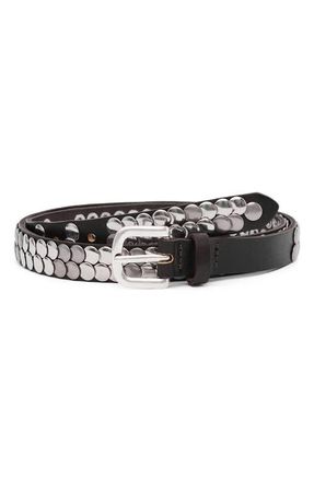Mango Stud Leather Belt in Chocolate at Nordstrom, Size Small