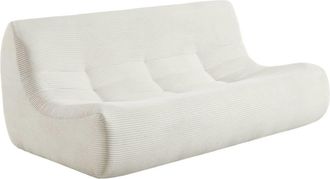 Sweeek Sof&aacute; envasado al vac&iacute;o de terciopelo de pana, 3 plazas, crema