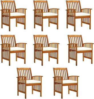 vidaXL Sillas De Comedor De Jard&iacute;n, 8 Piezas Con Cojines, Madera Maciza De Acacia Vidaxl