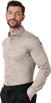 DeSoto Luxury Hai overhemd beige katoen semi-wide collar
