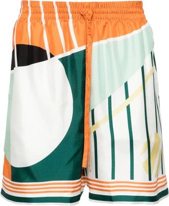 Casablanca Casual Shorts, male, Multicolor, M, Abstract Print Silk Shorts
