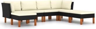 vidaXL Vidaxl - Set De Muebles De Jard&iacute;n 7 Pzas Y Cojines Rat&aacute;n Sint&eacute;tico Negro