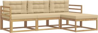 vidaXL Conjunto De Sof&aacute;s De Exterior 4 Uds. Y Beige Poli&eacute;ster Vidaxl