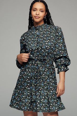 English Factory Long-Sleeve Floral Mini Shirt Dress