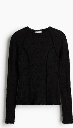 H&M Jerseyshirt im Spitzenlook - Schwarz