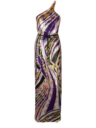 Pucci Sequin Embroidered Silk Maxi Dress - women - Silk/Silk/Polyamide/Spandex/Elastane - 40 - Purple