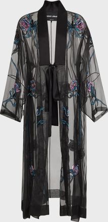 Giorgio Armani Sheer Crystal Embellished Kimono