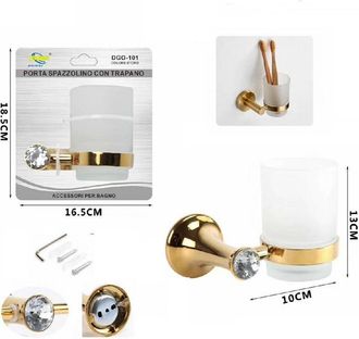 Trade Shop Trade Shop - Bicchiere Supporto Bagno Porta Spazzolino Denti Muro Casa Dorato Oro Dgo-101