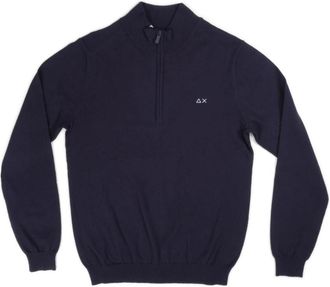 Sun 68 Heren Half-Zip Hoodie - Heren - Coltruien - Blauw - XL - Polyester - Truien & Vesten