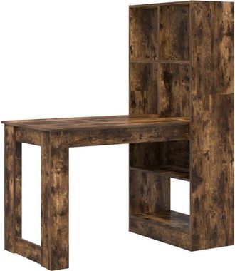 vidaXL Desk with Shelf Smoked oak 122 x 67 x 145 cm Engineered Wood Vidaxl