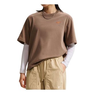 Nike (WMNS) Nike Sportswear Boxy Linen Oversized T-Shirt Brown Flax Mink Brown IR7589-214