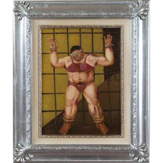 Biscottini International Biscottini - Leo Sobre La Tela De Madera Enmarcado Con Efecto Hoja De Plata