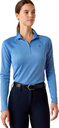 Ariat Womens Sunstopper 3.0 1/4 Zip Baselayer Top Long Sleeve in Riviera, Size X-Small, by Ariat