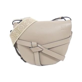 Loewe Pre-owned Gate Small Calf Canvas Shoulder Bag - Dames - Pre-owned - Beige - Maat: ONE Size Leer